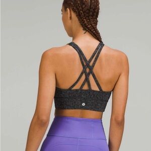 Lululemon Energy High-Neck Longline Bra Intertwined Camo Deep Coal Multi SIZE 4